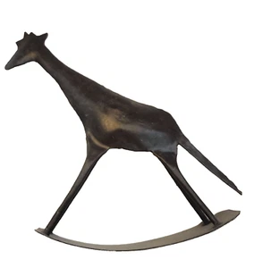 ROCKING GIRAFFE figurine. Hollow Metal. Folk art ? Unbranded Dark brown/black? - Picture 1 of 5