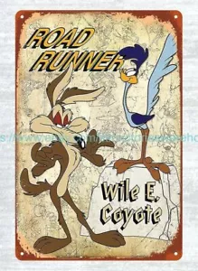 Road Runner & Wile E. Coyote Metal Estaño Letrero Decoración Cocina - Imagen 1 de 4