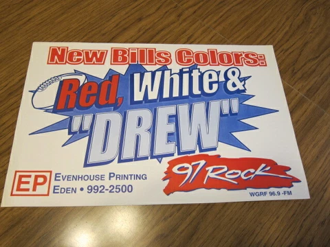 2002 Vintage Buffalo Bills Poster 11 X 17 New Bills Colors-Red,White & "DREW" NM Cover