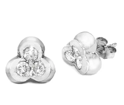 0.60 Carat 3-Natural Diamond Cluster Stud Earrings 14KW Gold, Closeout $775 - Изображение 1 из 2