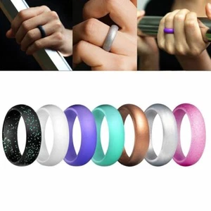 New Silicone 7Pcs Wedding Ring Rubber Band Women Sport Outdoor Flexible Workout - Picture 1 of 12