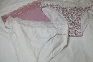 NEW Ladies High Leg Lace Briefs 3 Pack Pink, Floral and White Mix - Picture 1 of 5