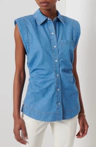 Camisa DEREK LAM 10 CROSBY Hiedra Sin Mangas Acanalada Con Botones $295 - Imagen 1 de 7