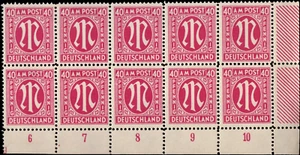 SAVOYSTAMPS - Germany-Allied Issued Occupational Post WWll-40P-Block of 10- MINT - Picture 1 of 1