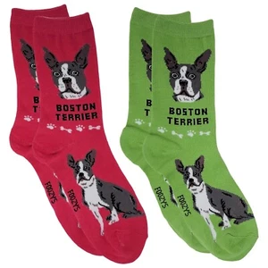 Boston Terrier American Gentleman Dog Rescue 2 Pairs Women's Foozys Socks - Picture 1 of 2