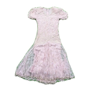 Precioso Vestido de Baile Rosa Swee Lo De Colección Cuentas Rayón India Talla Pequeña Forrado Cremallera - Imagen 1 de 12