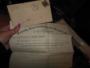 Orig, Certificate of Promotion, 1891 Stronghurst IL 2nd Grade School Signed - Picture 1 of 1