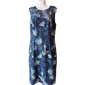 WHITE HOUSE BLACK MARKET Semi Formal Knee Length Cocktail Dress Navy Blue Sz 12 - Picture 1 of 10