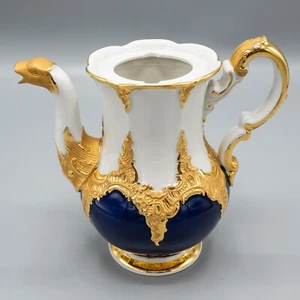 DAMAGED Meissen Porcelain Gold Encrusted B Form Cobalt Blue Coffee Pot Base - Picture 1 of 10