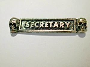Motorcycle Skull Secretary fficers Pin, Vintage Lapel Pin , Silver Tone - Picture 1 of 4