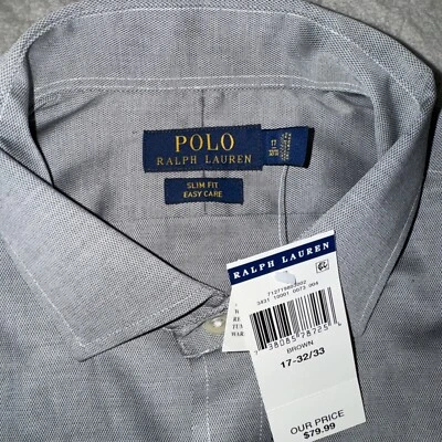 Ralph Lauren 男式正装衬衫府绸修身易护理编织棉 MSRP 79 美元 — 第 1/4 张图片