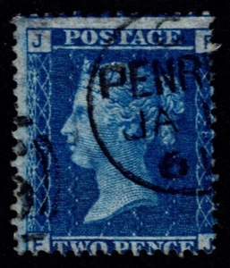 1858 2d Blue Plate 8 FJ Very Fine Used Penrith CDS SG 45 - Bild 1 von 1