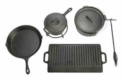 Cast Iron Cooking Set Cast Iron Pot Dutch Oven Stock Pot Skillet Camping Pan Set - Image 1 of 4