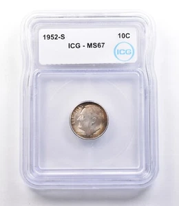 1952-S Roosevelt Dime MS67 ICG Beautiful Tone *1902 - Picture 1 of 3