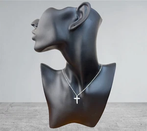 Collana e ciondolo argento 925 anallergico rodiato donna croce zirconi 4you - Foto 1 di 2