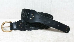 GAP - Women's Fashion Belt - BLACK Leather - BRAIDED WOVEN Design - Size S - Picture 1 of 11