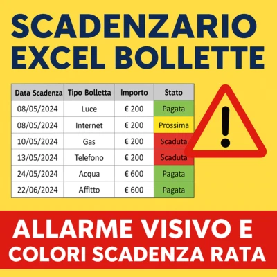 Scadenzario Bollette Excel con Allarme Visivo Software Gestionale - Immagine 1 di 4