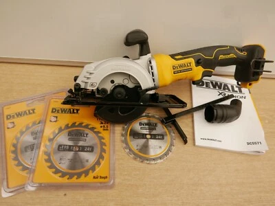 DeWalt DCS571 18V xr 115mm Compact Circ Saw Bare Unit + 2 x Extra DT20420 Blades - Image 1 of 3