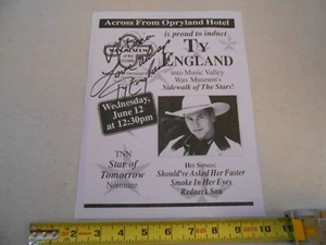RARE TY ENGLAND HAND SIGNED COUNTRY MUSIC CMA GRAND OPRYLAND WAX MUSEUM FLYER - Picture 1 of 3