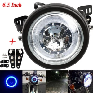 Front 6.5" Motorcycle Motorbike Headlight LED Light Headlamp + Bracket Universal - Picture 1 of 12