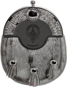 Morrison Kleid Sporran 3 Quasten Nieten Celtic Arch Scottish Clan Crest - Bild 1 von 7