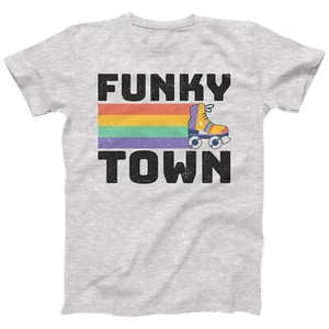 Funky Town 90s Roller Skate Retro Men's Women's Graphic Tee | Also in Plus Sizes - Picture 1 of 20