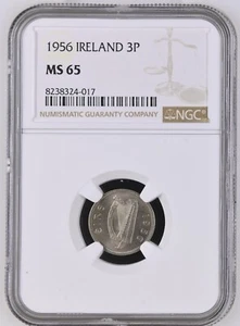 Ireland 1956 | Irish 3p | 3 Pence | Hare | KM.12a | MS 65 - Picture 1 of 2