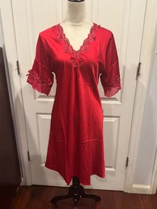 Camicia da notte donna manica corta setosa sottile rosso mirtillo taglia 2XL (35"Lx22"W) - Foto 1 di 4