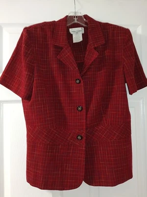 Vtg Miss Dorby Short Sleeve Plaid Suit Jacket Size 10 - Image 1 of 3