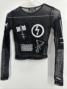 Marilyn Manson Dolls Kill Mesh Long Sleeve Cropped Top Size XS NWT - Picture 1 of 6