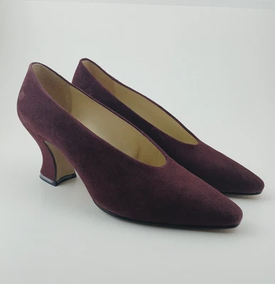 Vintage 90s Nine West Authentic Wine Suede Real Leather Pumps Size 6.5M 3" Heels - Image 1 of 4