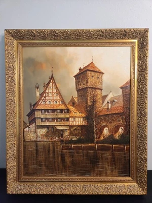 Peter Samberger Signed Original Painting Oil on Canvas 24"×20" Vintage Framed - Image 1 of 4