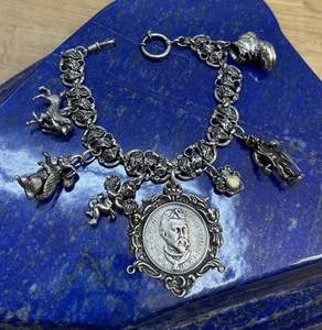 Außergewöhnlich Schönes Trachten Charivari Kette 835er Silber /Wolpertinger …. - Bild 1 von 13