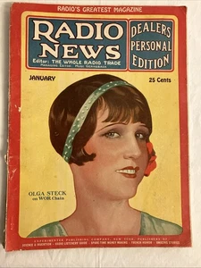 1928 JANUARY RADIO NEWS MAGAZINE - OLGA STECK ON WOR CHAIN COVER - Picture 1 of 10