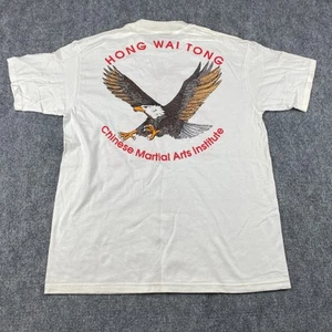 Vintage Chinesisches Kampfsport Hemd Herren Große L Weiß Oneita Hong Wai Tong Adler - Bild 1 von 10
