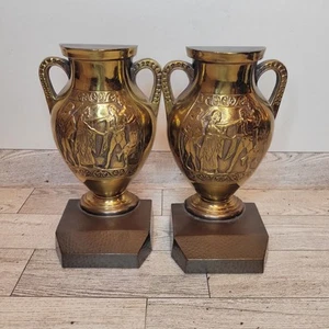 Ein Paar Vintage Messing griechische Vase Buchstützen Philadelphia Manufacturing Co. Schwer! - Bild 1 von 10