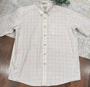 L.L. Bean Hemd Herren XL Creme Rot Schwarz Blau Kurzarm Button Down - Bild 1 von 7