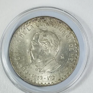 1957 Mexican Independence Benito Pablo Juarez Garcia Silver 10 Peso Coin - Picture 1 of 6