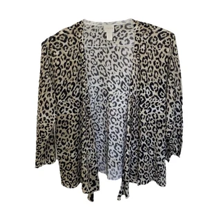 Chicos Leopardenmuster Flatter vorne Strickjacke Größe 2 (12 Medium) - Bild 1 von 6