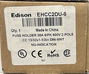 Edison Series EHCC2DU-6 (1 BOX OF 6) FUSE HOLDERS - NEW - Picture 1 of 2