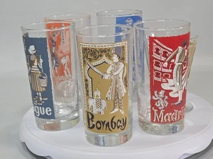 Vintage 5 Libbey International Cities of The World Longdrinkgläser & 1 Kelch MCM - Bild 1 von 12