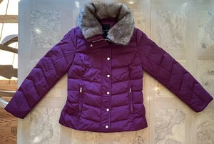 Talbots Burgundy Puffer Jacket with Removable Faux Fur Collar - Size XS - Picture 1 of 4