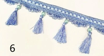Curtain Lace Tassel Sewing Fringe Trim Wedding Upholstery Fabric Ribbon DIY Blue - Image 1 of 4