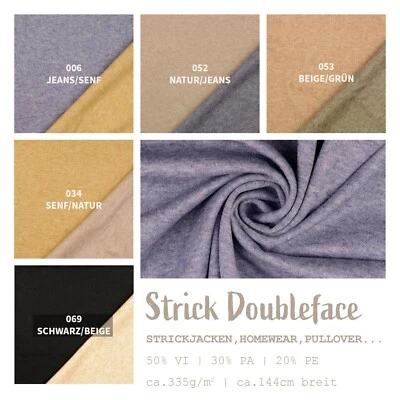Strickstoff Doubleface, Strick Stoff Meterware wendbar, Kleidungsstoff *Ab 50cm - Bild 1 von 4