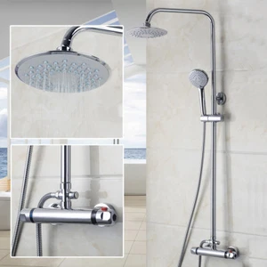 Bathroom 8"Rainfall Shower Head Set Chrome Hand Held Sprayer Mixer Value Faucet - Picture 1 of 9
