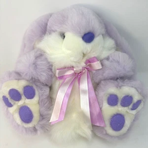 Easter Bunny Rabbit Plush Purple Lavender Lilac Bow Lopped Ears 10" Wondertreats - Picture 1 of 7