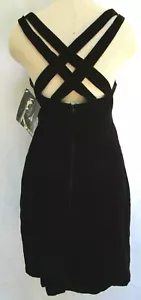 VTG 80's..RAMPAGE..BLACK..VELVET..STRAPY..SEXY..SHEATH..DRESS..NEW TAGS..sz M - Picture 1 of 4