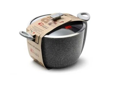 ACCADEMIA MUGNANO Pentola Antiaderente ad Induzione con Coperchio Regina di Pietra 26 cm