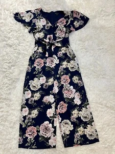 Tahari by Arthur S. Levine dunkelblau Blumen Taille binden ärmellos weites Bein Gr. 10 - Bild 1 von 9