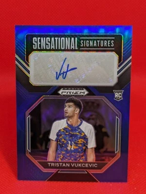 Tristan Vukcevic 2023-24 Panini Prizm Draft RC Blue Prizm Auto Wizards *67/125* - Image 1 of 2
